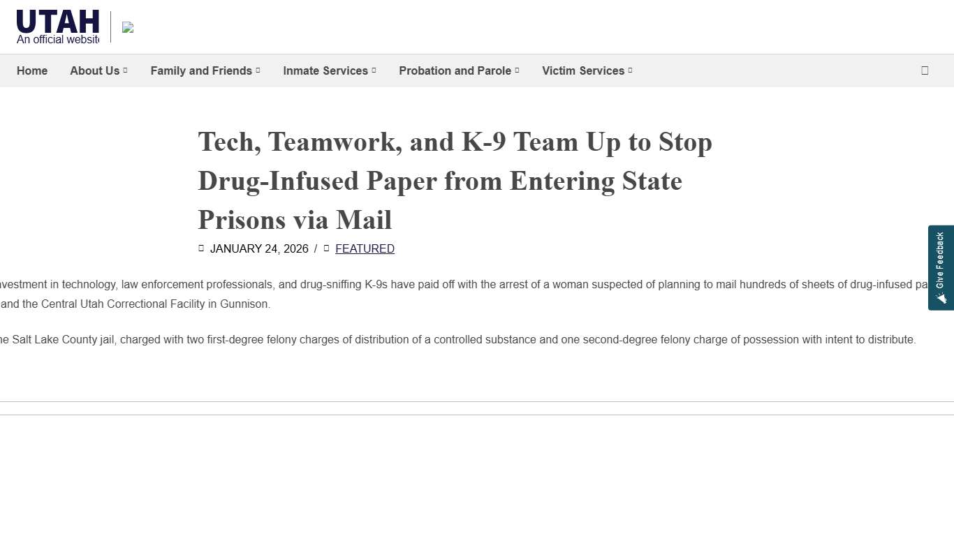Tech, Teamwork, and K-9 Team Up to Stop Drug-Infused Paper from Entering State Prisons via Mail UDC – Corrections